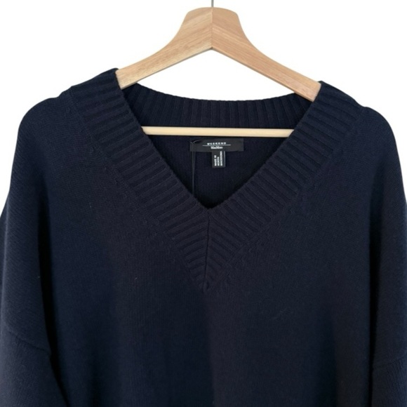MAXMARA Nuraghe Striped V-Neck Knit Wool Sweater Navy Ivory Size M NEW - Picture 5 of 12